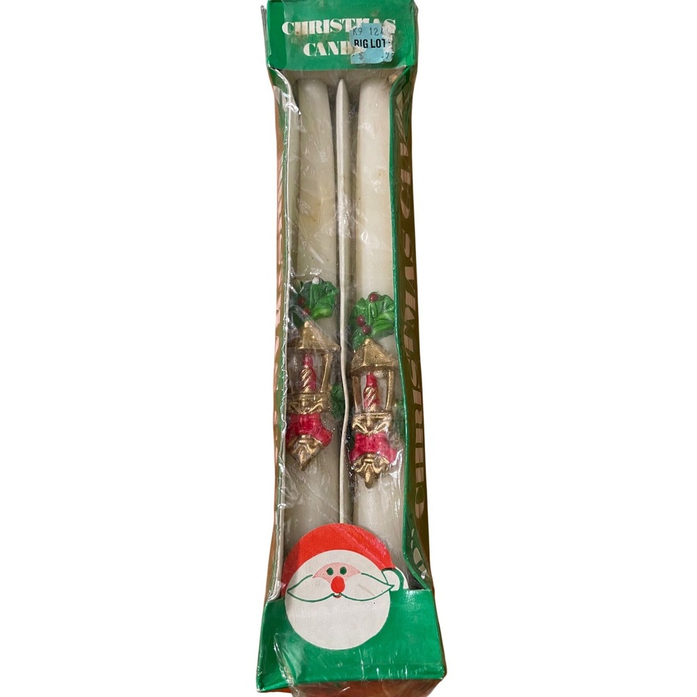 Christmas Candles Set 10‎ Inch Tall Lantern Holly Decor Unused